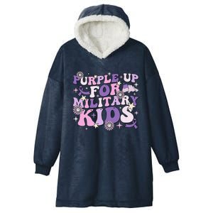 Purple Up For Military Ki.Ds Cute Groovy Military Child Month Hooded Wearable Blanket