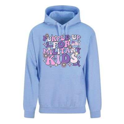 Purple Up For Military Ki.Ds Cute Groovy Military Child Month Unisex Surf Hoodie