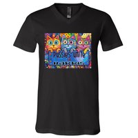 Pussies Unite For Harris Bold And Colorful Kitten Campaign V-Neck T-Shirt