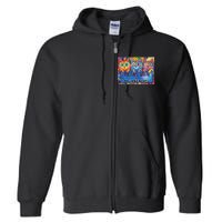 Pussies Unite For Harris Bold And Colorful Kitten Campaign Full Zip Hoodie