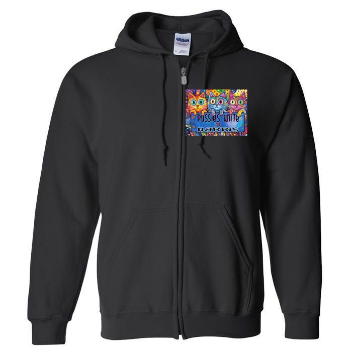 Pussies Unite For Harris Bold And Colorful Kitten Campaign Full Zip Hoodie