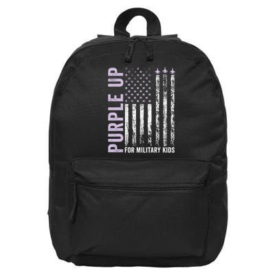 Purple Up For Military US Flag Military Child Month 16 in Basic Backpack