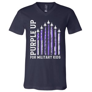 Purple Up For Military Ki.Ds Military Child Month Air Forc.E V-Neck T-Shirt