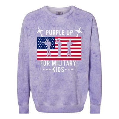 Purple Up For Military Soldier Month Military Child USA Colorblast Crewneck Sweatshirt