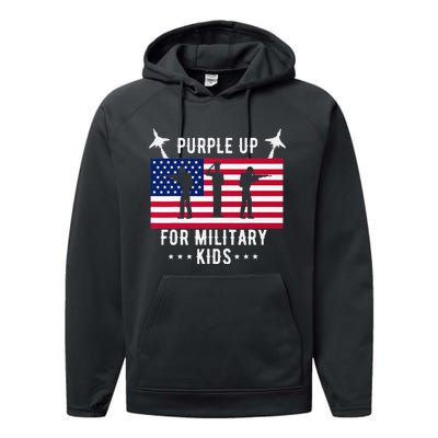 Purple Up For Military Soldier Month Military Child USA Performance Fleece Hoodie