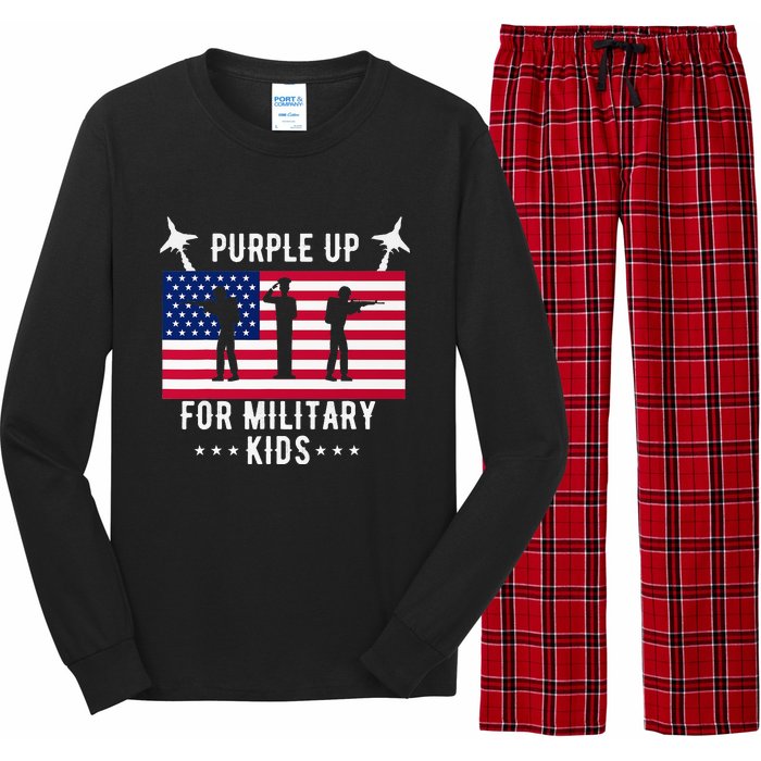 Purple Up For Military Soldier Month Military Child USA Long Sleeve Pajama Set