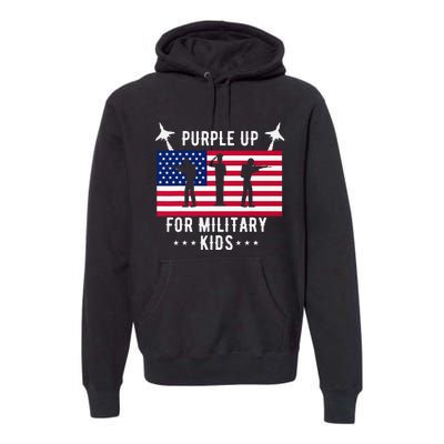 Purple Up For Military Soldier Month Military Child USA Premium Hoodie