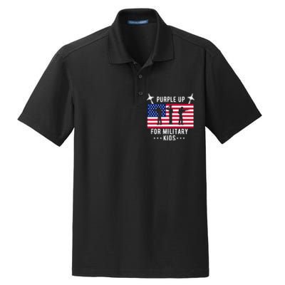 Purple Up For Military Soldier Month Military Child USA Dry Zone Grid Polo