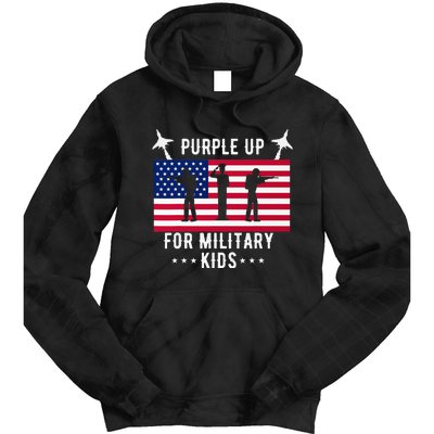 Purple Up For Military Soldier Month Military Child USA Tie Dye Hoodie