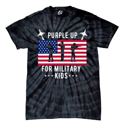 Purple Up For Military Soldier Month Military Child USA Tie-Dye T-Shirt