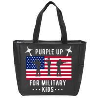 Purple Up For Military Soldier Month Military Child USA Zip Tote Bag