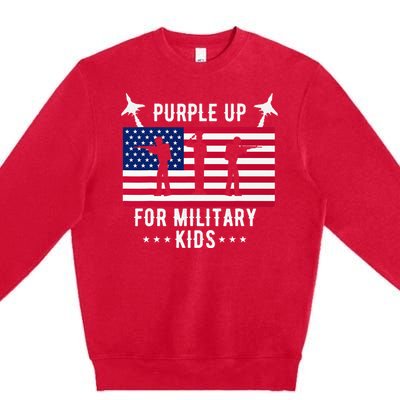 Purple Up For Military Soldier Month Military Child USA Premium Crewneck Sweatshirt