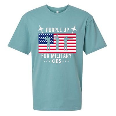 Purple Up For Military Soldier Month Military Child USA Sueded Cloud Jersey T-Shirt