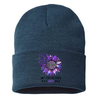 Purple Up For Military Child Month Of The Military Awareness Sustainable Knit Beanie