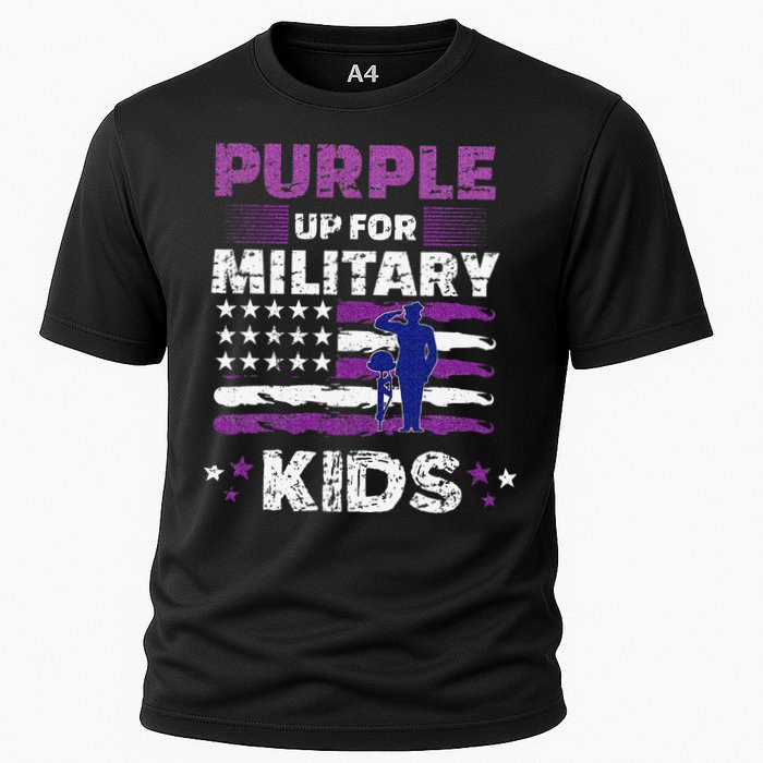 Purple Up for Military Month Usa Flag Cooling Performance Crew T-Shirt