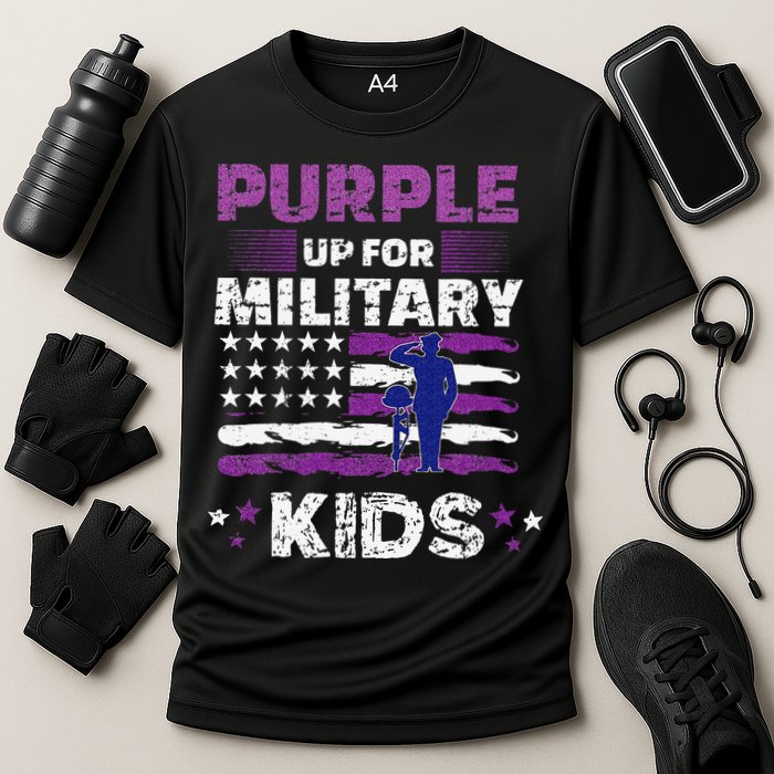 Purple Up for Military Month Usa Flag Cooling Performance Crew T-Shirt