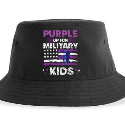 Purple Up for Military Month Usa Flag Sustainable Bucket Hat