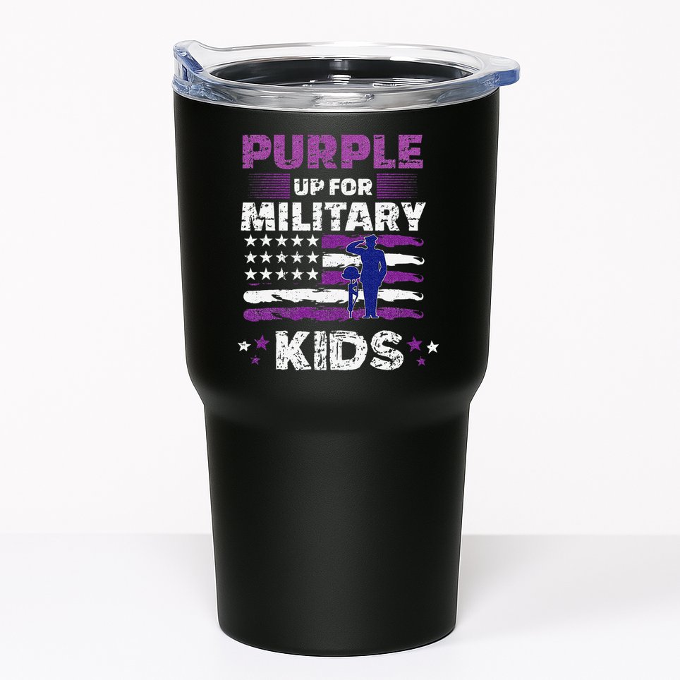 Purple Up for Military Month Usa Flag Tumbler