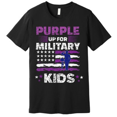 Purple Up for Military Month Usa Flag Premium T-Shirt