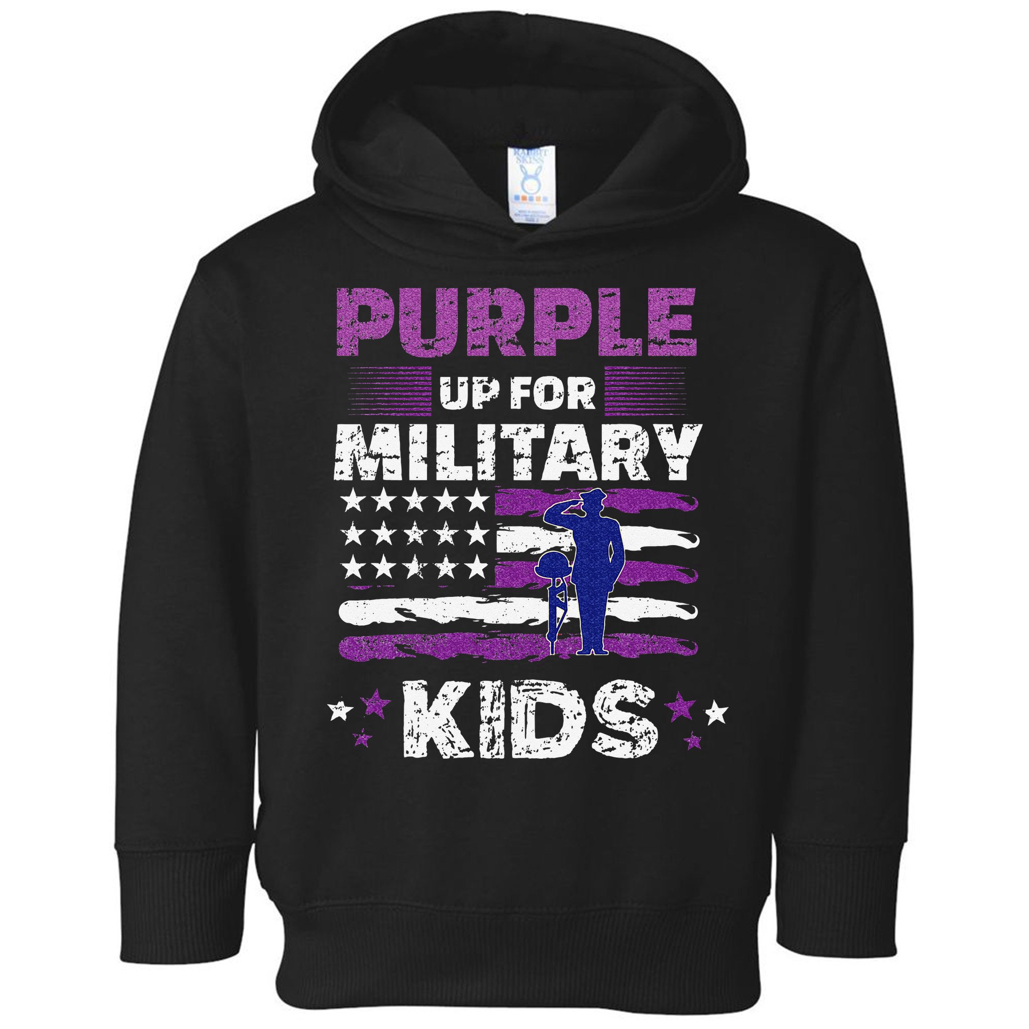 Purple Up for Military Month Usa Flag Toddler Hoodie