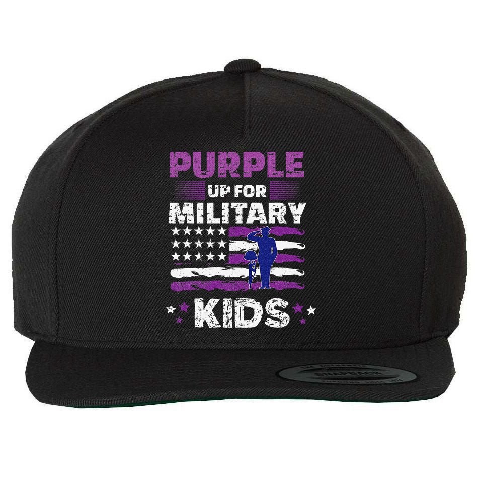 Purple Up for Military Month Usa Flag Wool Snapback Cap