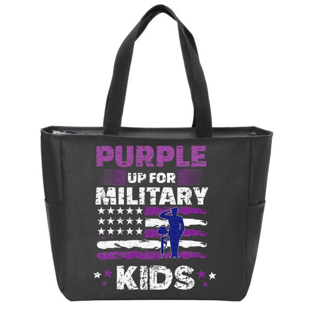 Purple Up for Military Month Usa Flag Zip Tote Bag