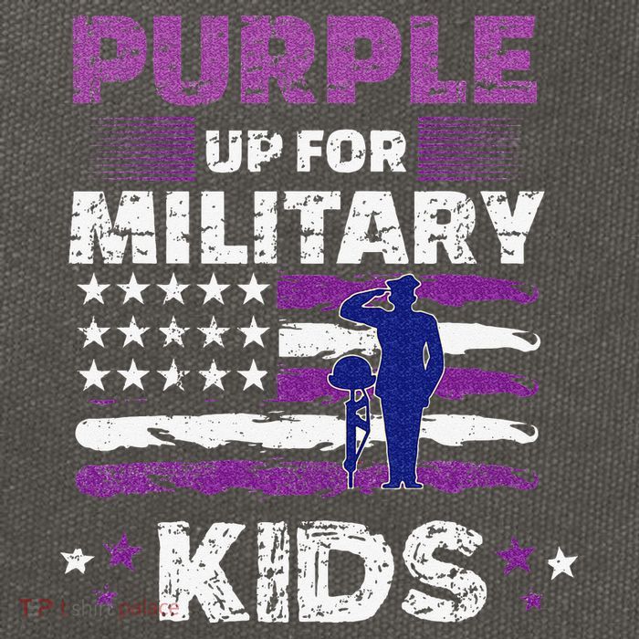 Purple Up for Military Month Usa Flag Cotton Canvas Backpack