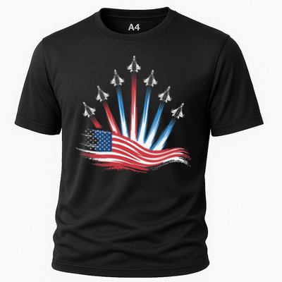 Patriotic Usa Flag Fighter Jets 4th Of July Women Performance Shirt