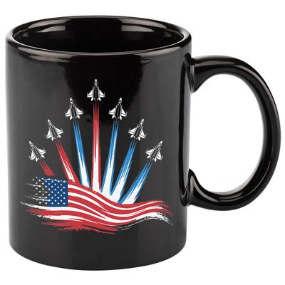 Patriotic Usa Flag Fighter Jets 4th Of July Women 11oz C Handle Ceramic Mug