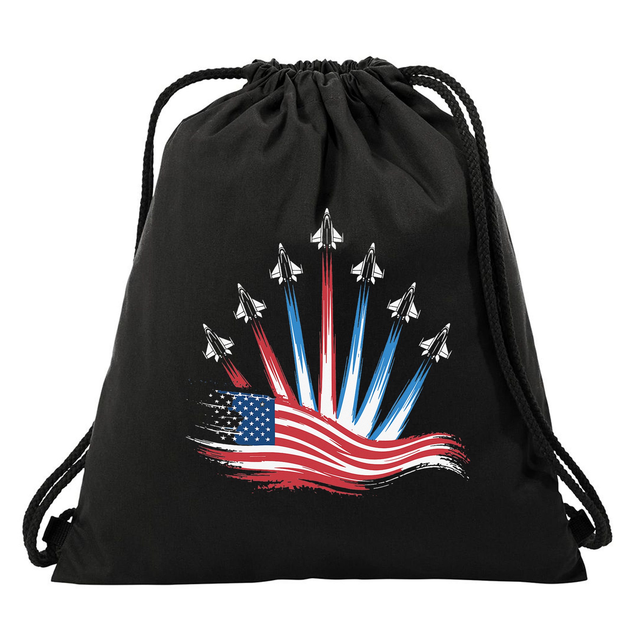 Patriotic Usa Flag Fighter Jets 4th Of July Women Drawstring Bag