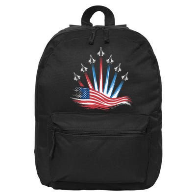 Patriotic Usa Flag Fighter Jets 4th Of July Women 16 in Basic Backpack