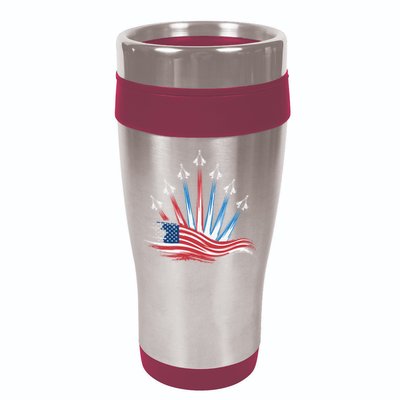 Patriotic Usa Flag Fighter Jets 4th Of July Women 16oz Travel Tumbler