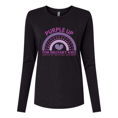 Purple Up For Military Kids Month Military Child Womens Cotton Relaxed Long Sleeve T-Shirt