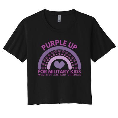 Purple Up For Military Kids Month Military Child Women's Crop Top Tee