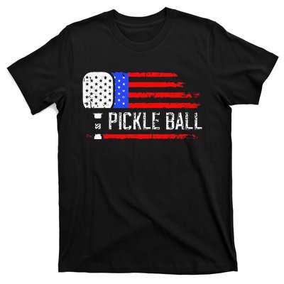 Pickleball US Flag Vintage Pickleball Paddle T-Shirt