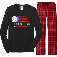 Pickleball US Flag Vintage Pickleball Paddle Long Sleeve Pajama Set