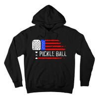 Pickleball US Flag Vintage Pickleball Paddle Tall Hoodie