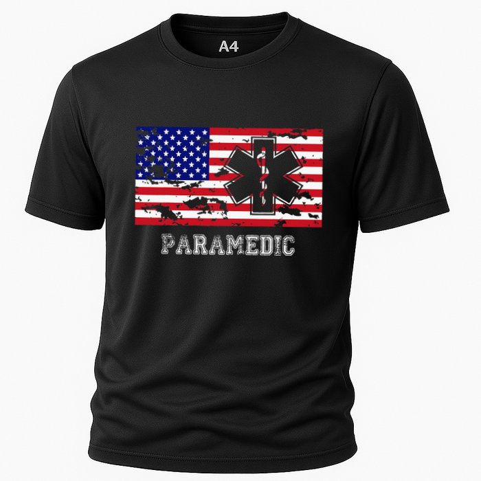 Paramedic Usa Flag Cooling Performance Crew T-Shirt