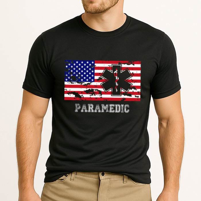 Paramedic Usa Flag Cooling Performance Crew T-Shirt