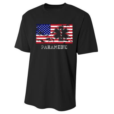 Paramedic Usa Flag Performance Sprint T-Shirt