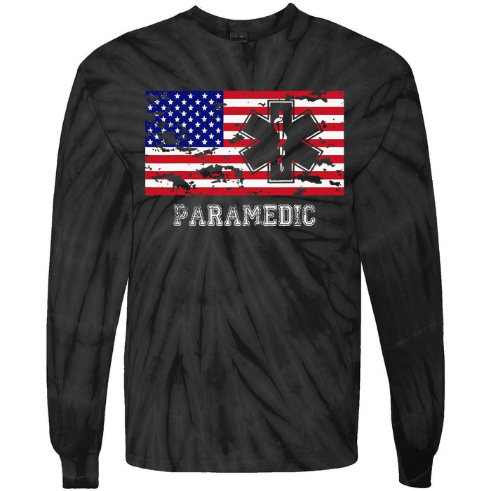 Paramedic Usa Flag Tie-Dye Long Sleeve Shirt