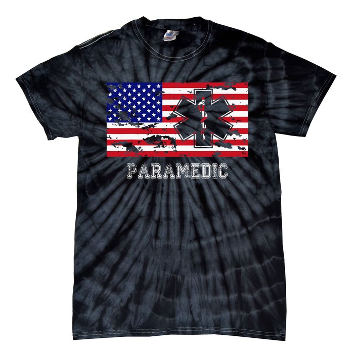 Paramedic Usa Flag Tie-Dye T-Shirt