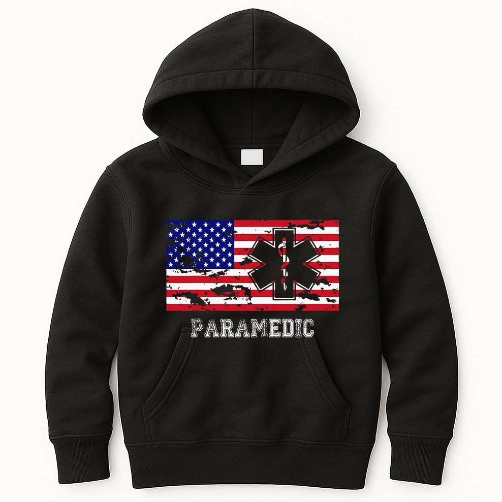 Paramedic Usa Flag Kids Hoodie
