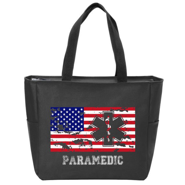 Paramedic Usa Flag Zip Tote Bag