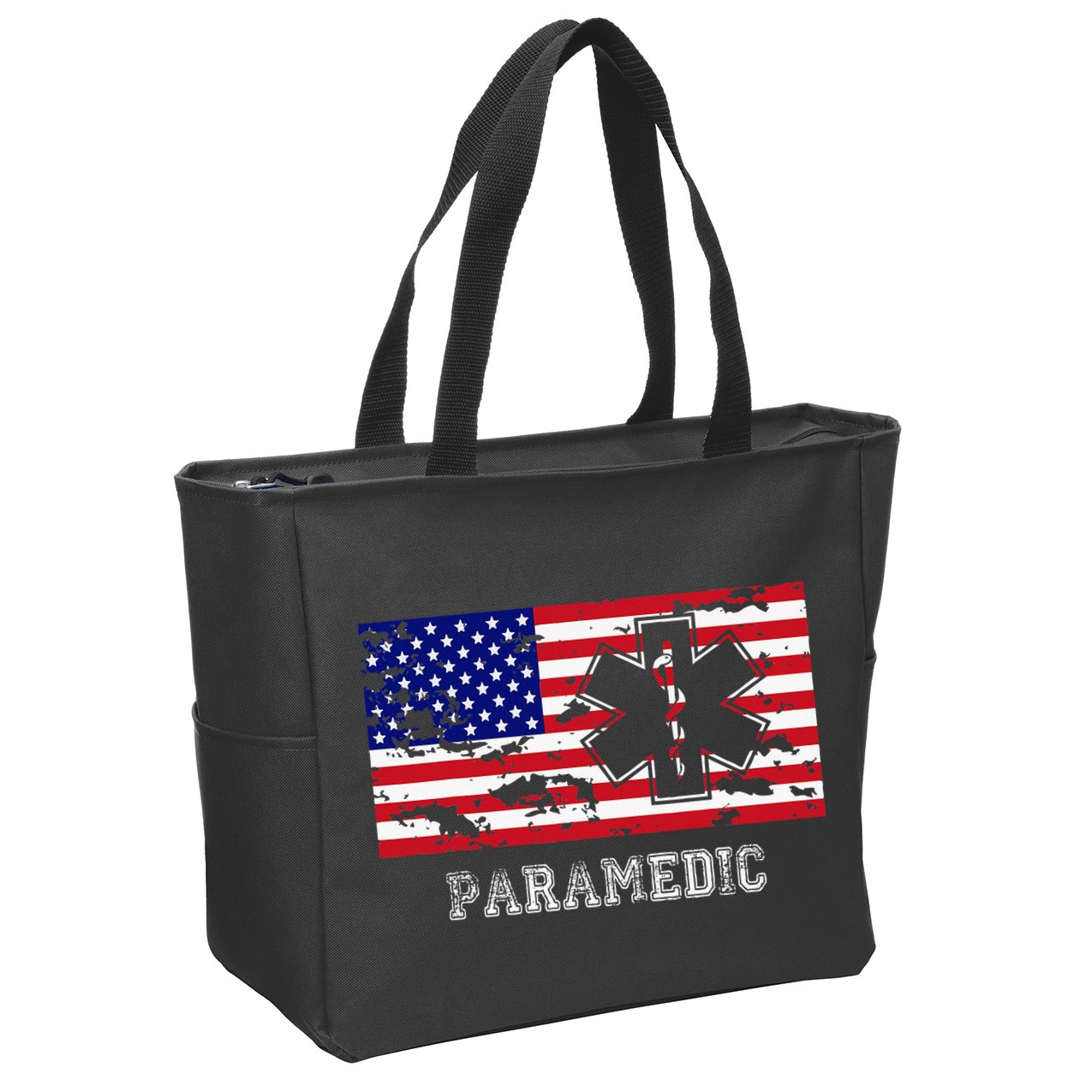 Paramedic Usa Flag Zip Tote Bag