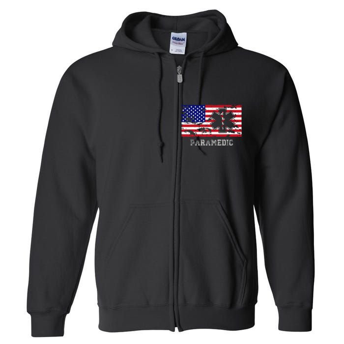 Paramedic Usa Flag Full Zip Hoodie