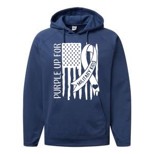 Purple Up For Military Children Purple Ribbon Performance Fleece Hoodie