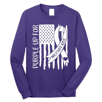 Purple Up For Military Children Purple Ribbon Long Sleeve Shirt