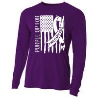 Purple Up For Military Children Purple Ribbon Cooling Performance Long Sleeve Crew