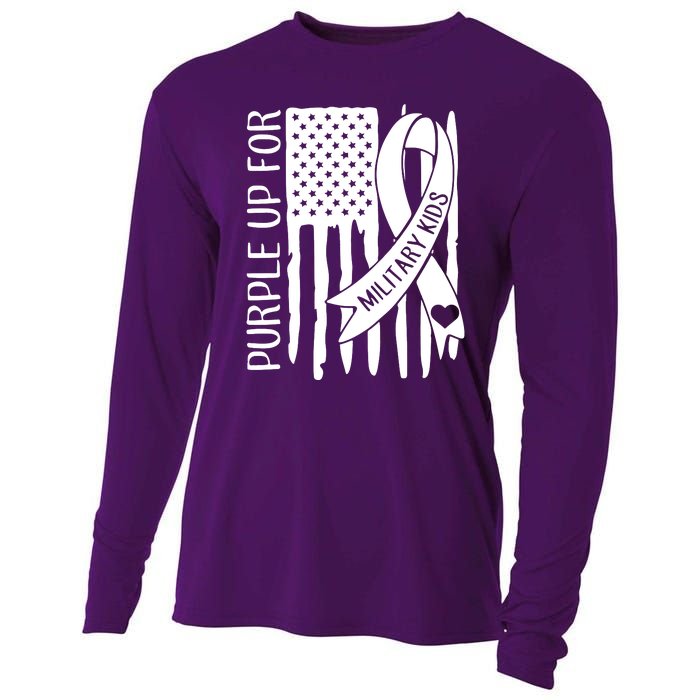 Purple Up For Military Children Purple Ribbon Cooling Performance Long Sleeve Crew